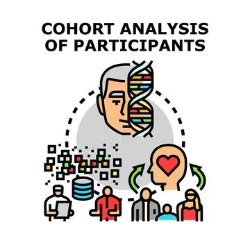 Cohort analysis research visualizing participant data and genetics Stock Illustration
