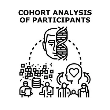 Cohort analysis research visualizing participant data and genetics Stock Illustration