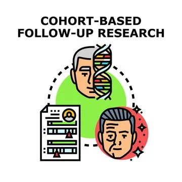 Cohort based follow up research study process Stock Illustration