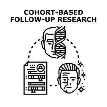 Cohort based follow up research study process Stock Illustration