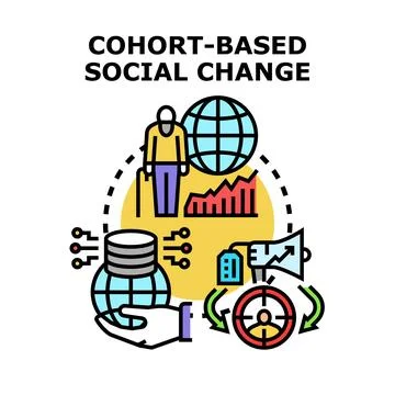 Cohort based social change concept developing global progress Stock Illustration
