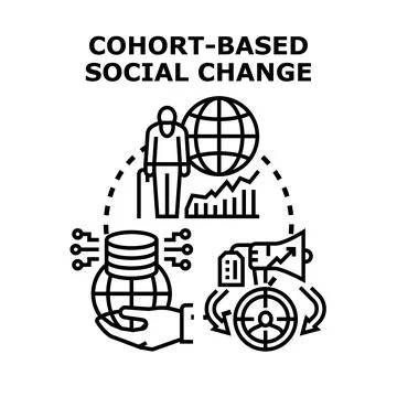 Cohort based social change concept developing global progress Stock Illustration