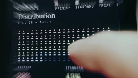 Cohort Distribution chart, breakdown of a 128-member group across four Stock Footage 334462832
