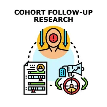 Cohort follow up research with data analysis and targeting Stock Illustration