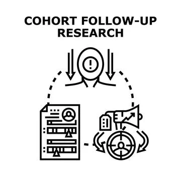 Cohort follow up research with data analysis and targeting Stock Illustration