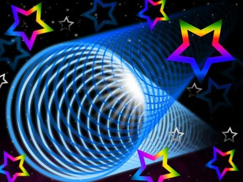 Coil Background Means Brightness And Rainbow Stars Stock Illustration