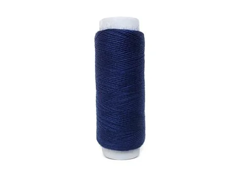The coil with blue threads. White background Stock Photos