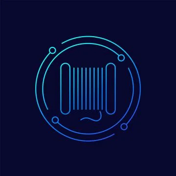 Coil cable spool icon, linear design Stock Illustration