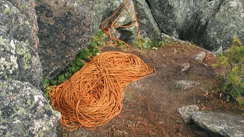 A coil of climbing rope Stock Footage 83696129