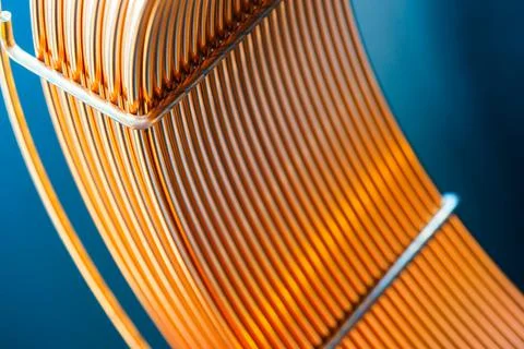 Coil of copper wire for welding tools and other industrial applications Foto stock