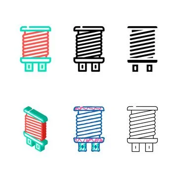 Coil electromagnetic color variants icon vector Stock Illustration