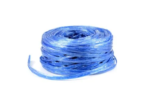 Coil of plastic rope on white background Stock Photos