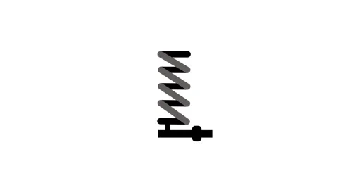 Coil spring attached to a horizontal axle rod animation Stock Footage 336297822