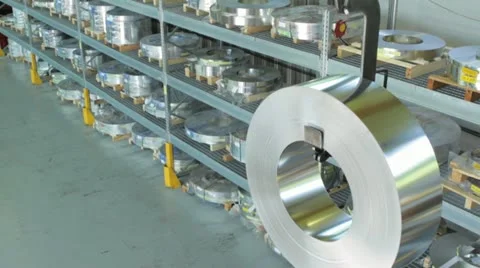 Coil of strip steel on a hook Stock Footage 11899255