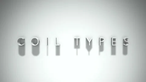 Coil types 3D title animation with shadows on a white background Stock Footage 297796755