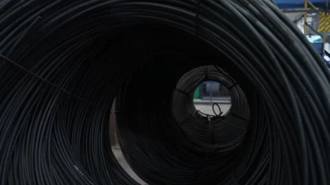 Coil with wire for Automatic universal wire bending machine. Video stock 263579430