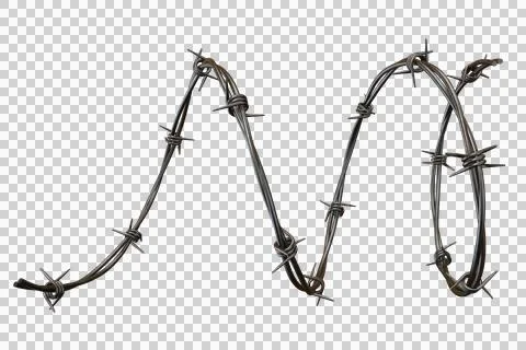 Coiled barbed wire strand with sharp metal spikes on dark background Stock Photos