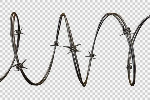 Coiled barbed wire strands against a dark, textured vertical background Stock Illustration