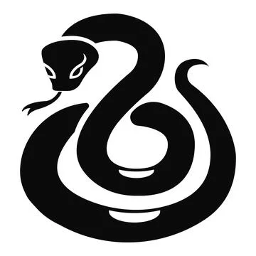 Coiled black snake icon. Vector Stock Illustration