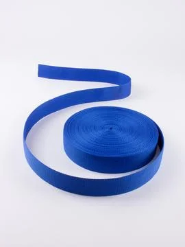 Coiled blue webbing strap studio shot variant two 写真素材