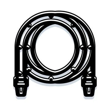 Coiled cable with connectors icon on white background Stock Illustration