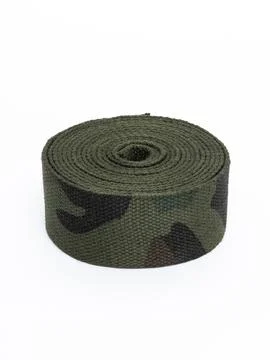 Coiled camouflage webbing strap variant Stock Photos