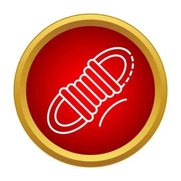 Coiled climbing rope icon on red button Stock Illustration