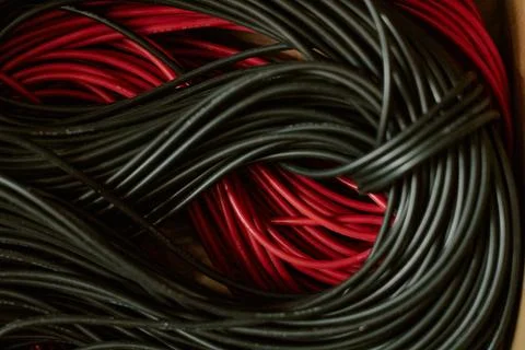 Coiled Electrical Cables Ready for Industrial Wiring Project Stock Photos