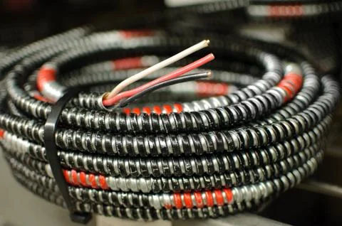Coiled electrical wire Stock Photos