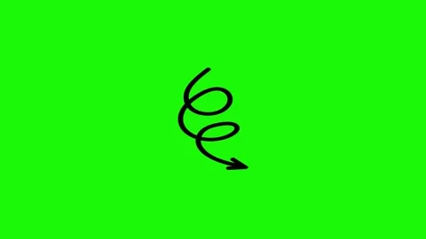 Coiled Hand Drawn Arrow Icon Stretching and Wiggling on Green Background Vidéo 325874664