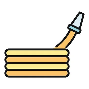 Coiled hose with nozzle icon protecting against fire Stock Illustration