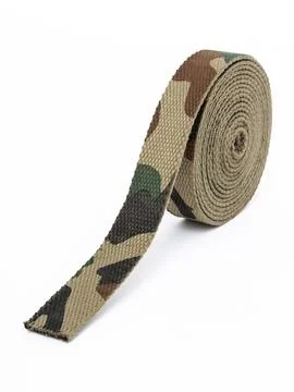 Coiled olive green webbing strap variant three Stock Photos