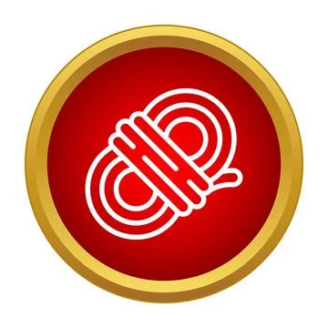 Coiled rope with knot vector icon for climbing Stock Illustration