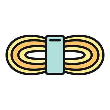 Coiled rope with strap icon for climbing equipment Stock Illustration