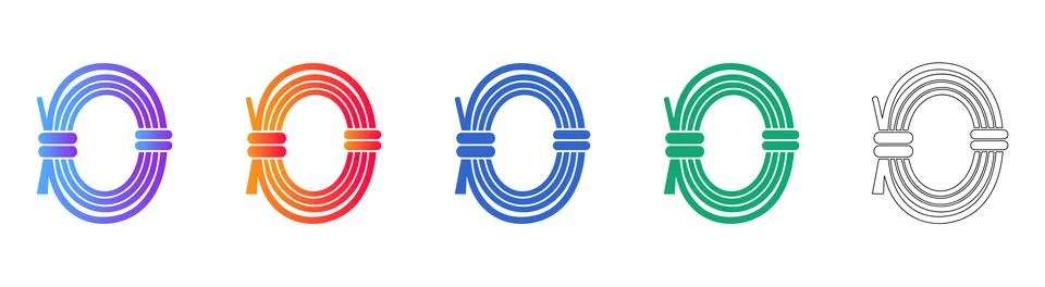 Coiled Rope Vector Icon Set icon set Stock Illustration