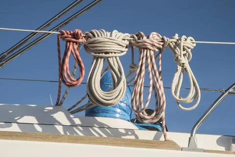 Coiled ship ropes Stock Photos