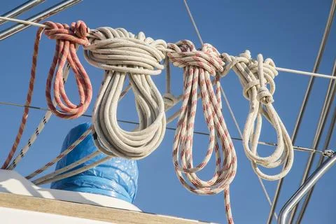 Coiled ship ropes Stock Photos
