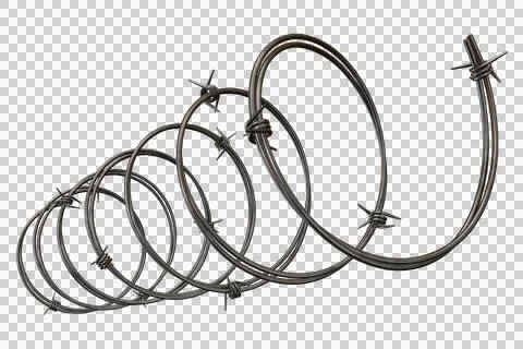 Coiled strands of sharp barbed wire against a dark geometric background Stock Illustration