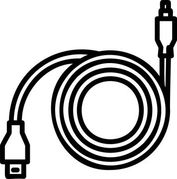 Coiled Studio Power Cable Line Icon Stock Illustration