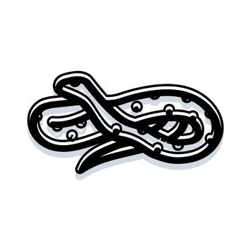 Coiled stylized serpent drawing with winding body 库存插图