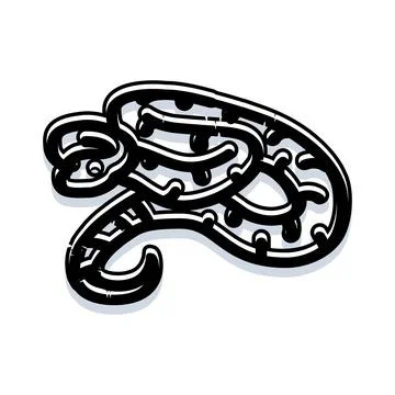 Coiled stylized snake vector illustration on white background Stock Illustration