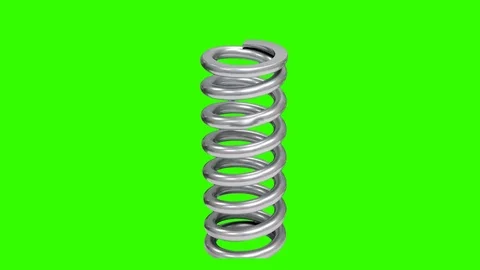 Coiled &amp; Uncoiled Spring Loop:  Green Screen, Loop + Matte Stock Footage 70596679