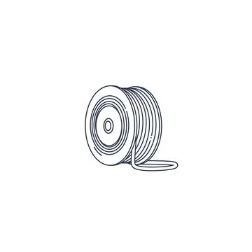 Coiled wire spool outline icon - rope roll storage thread graphic Stock Illustration