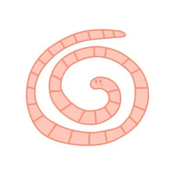 A coiled worm with a smiling face. An illustration for a children book or for Stock Illustration