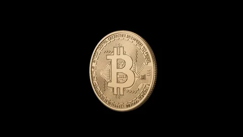 A coiling loop bitcoin coin with an alpha channel Stock Footage 85301544