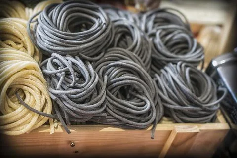 Coils of Artisan Pasta Stock Photos