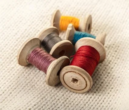 Coils of colored thread Foto stock