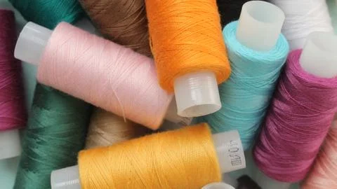 Coils with colored threads Stock Photos