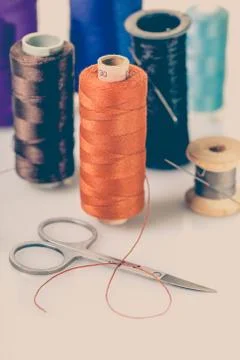 Coils with colorful thread Foto stock