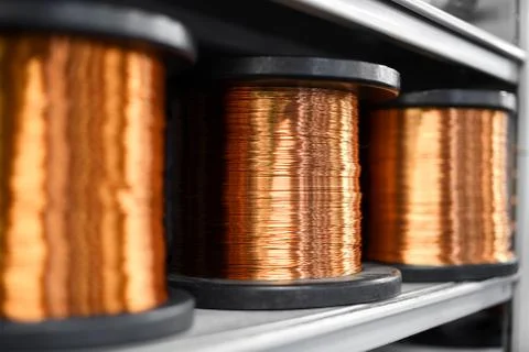 Coils of copper in close up Stock Photos